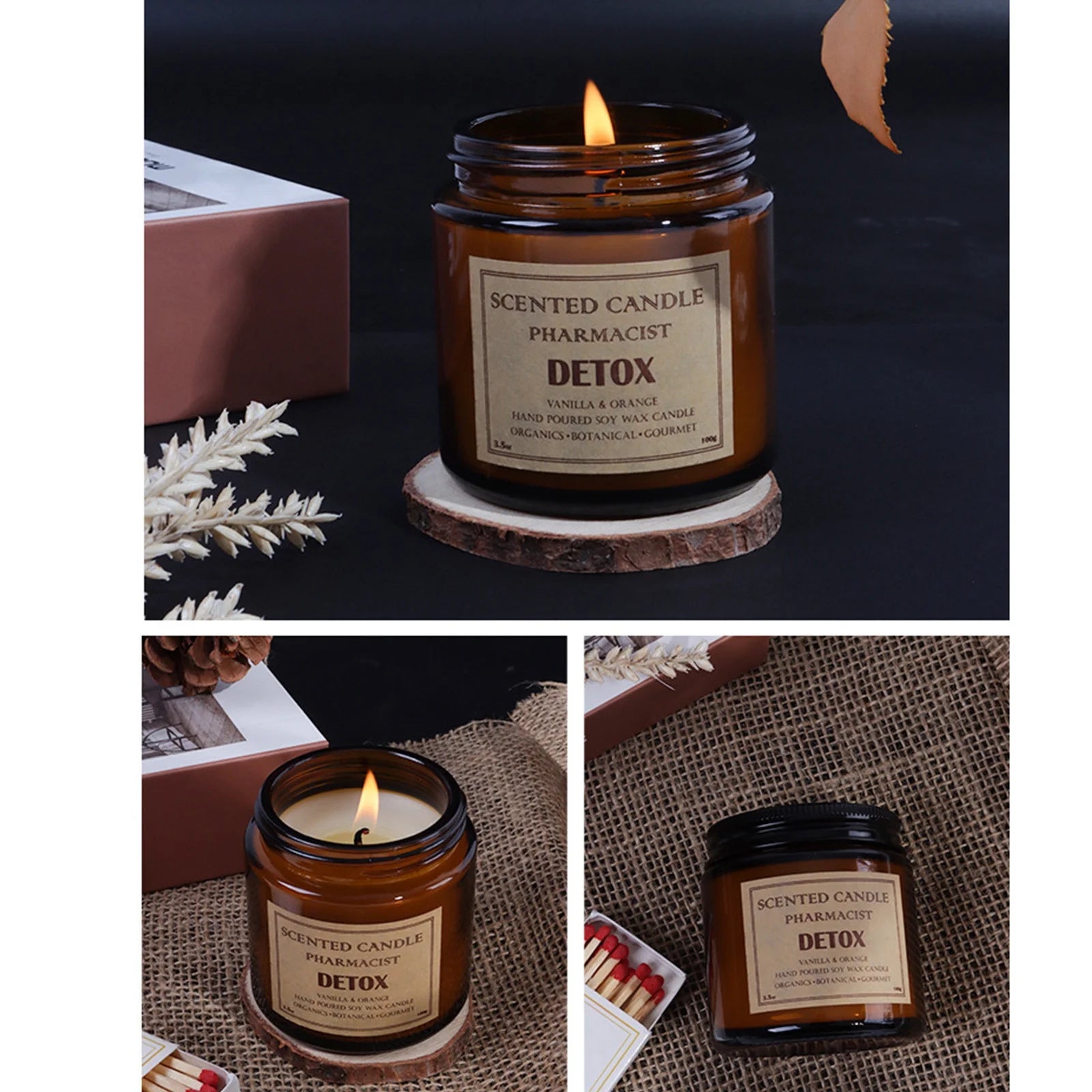 Soy Wax Jar Candle, Sandalwood, Black