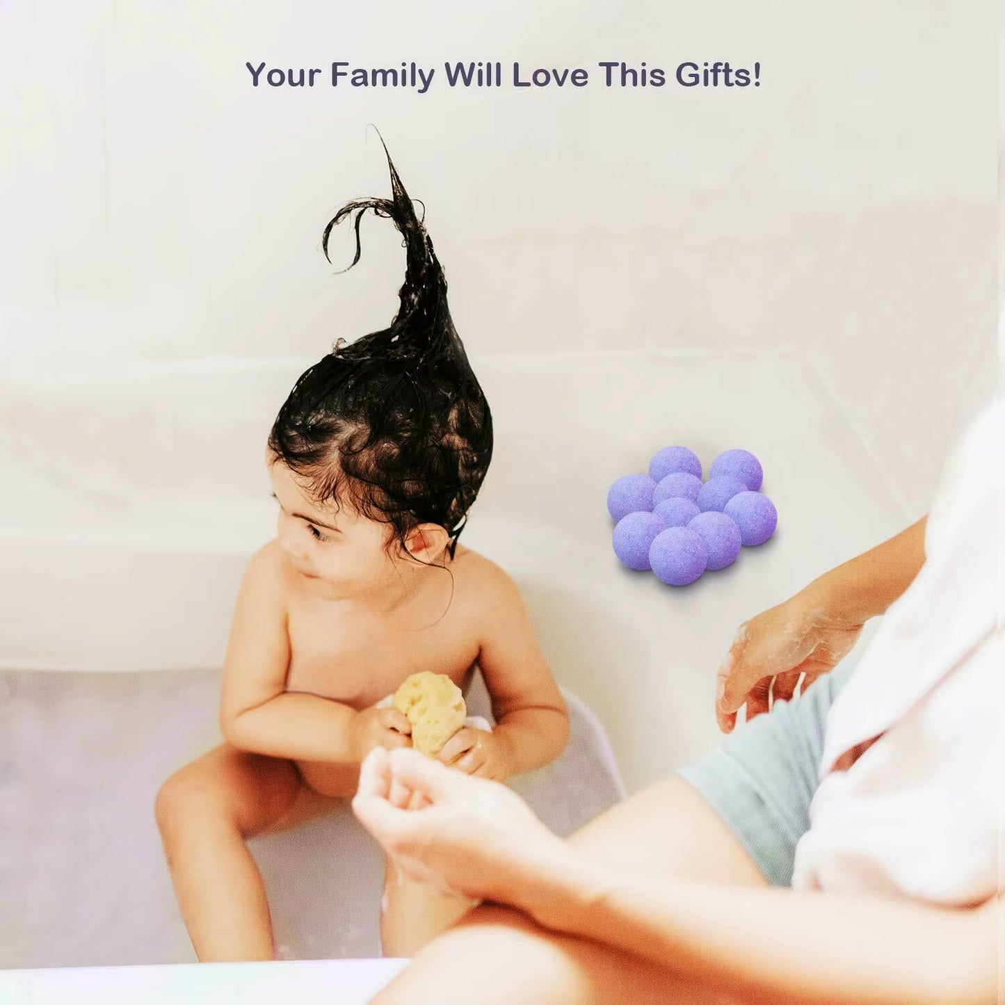 10Pcs Vegan Bath Bombs Gift Box, Lavender Scented Essential Oil Bath Fizzies 3.5Oz/100G Each