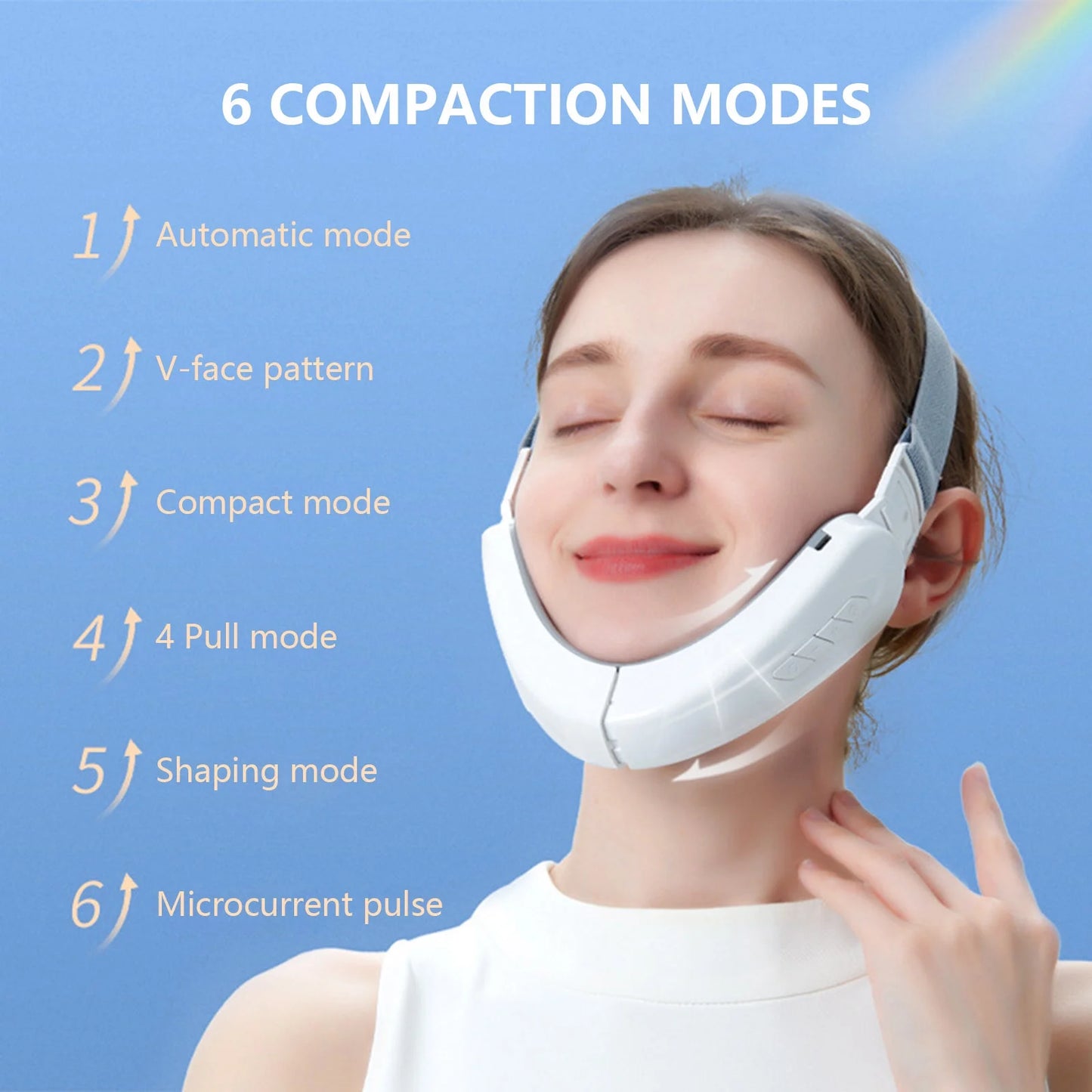 Double Chin Reducer Machine, Electric Face Lift Device W/ V-Face Shaping Massager for Face, White