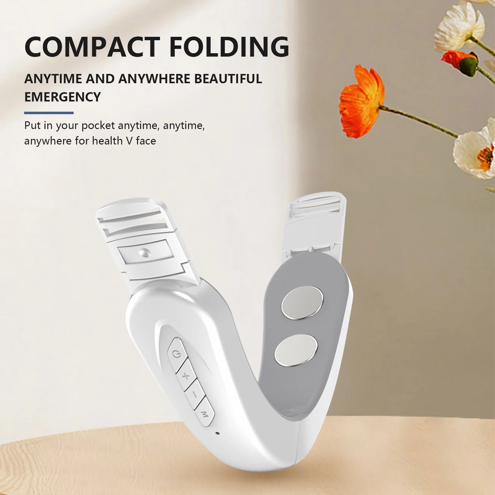 Double Chin Reducer Machine, Electric Face Lift Device W/ V-Face Shaping Massager for Face, White