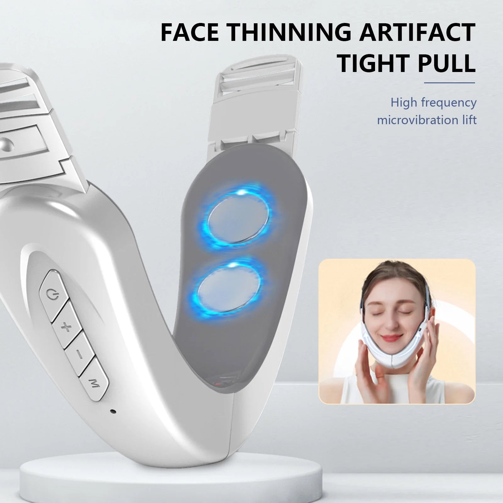 Double Chin Reducer Machine, Electric Face Lift Device W/ V-Face Shaping Massager for Face, White
