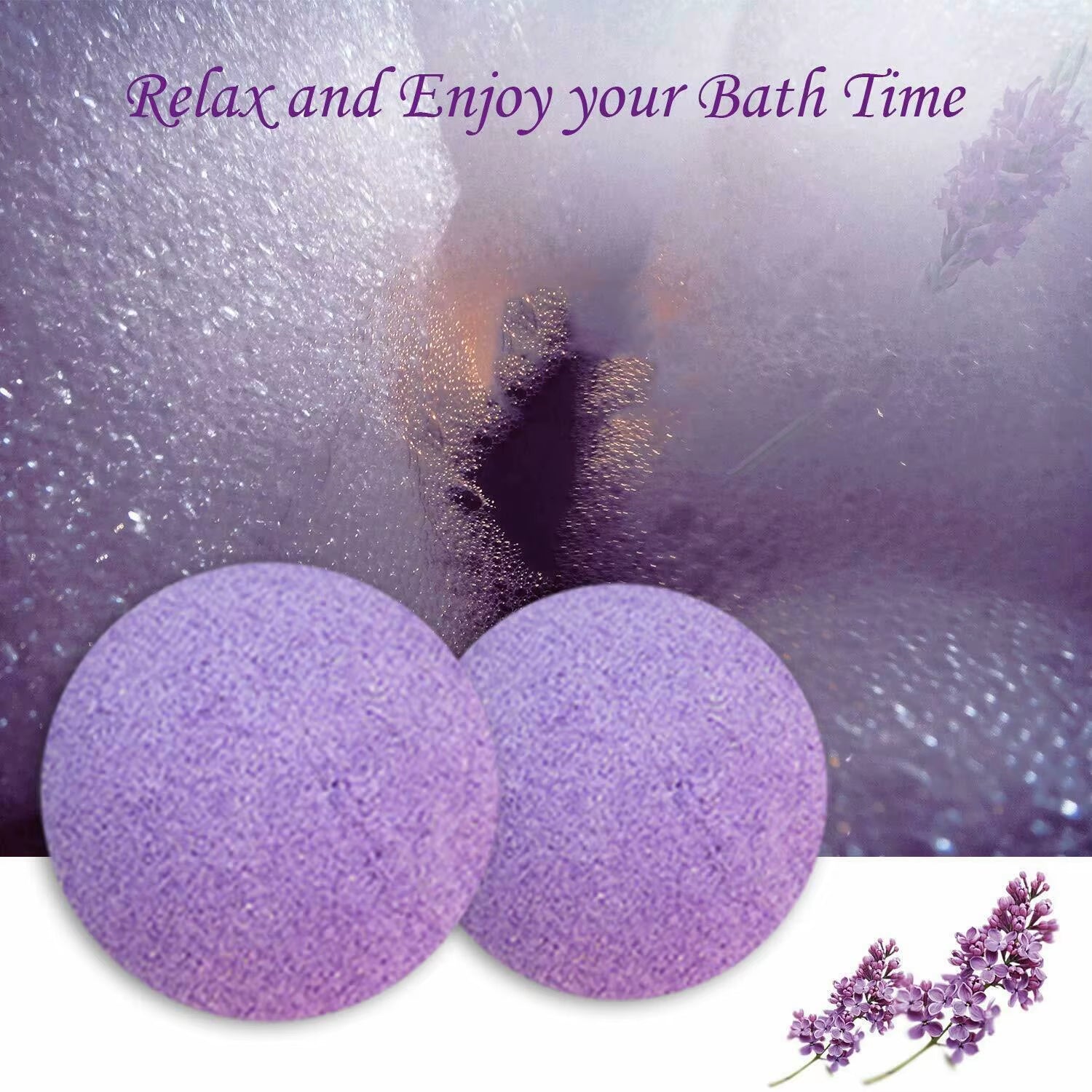 10Pcs Vegan Bath Bombs Gift Box, Lavender Scented Essential Oil Bath Fizzies 3.5Oz/100G Each