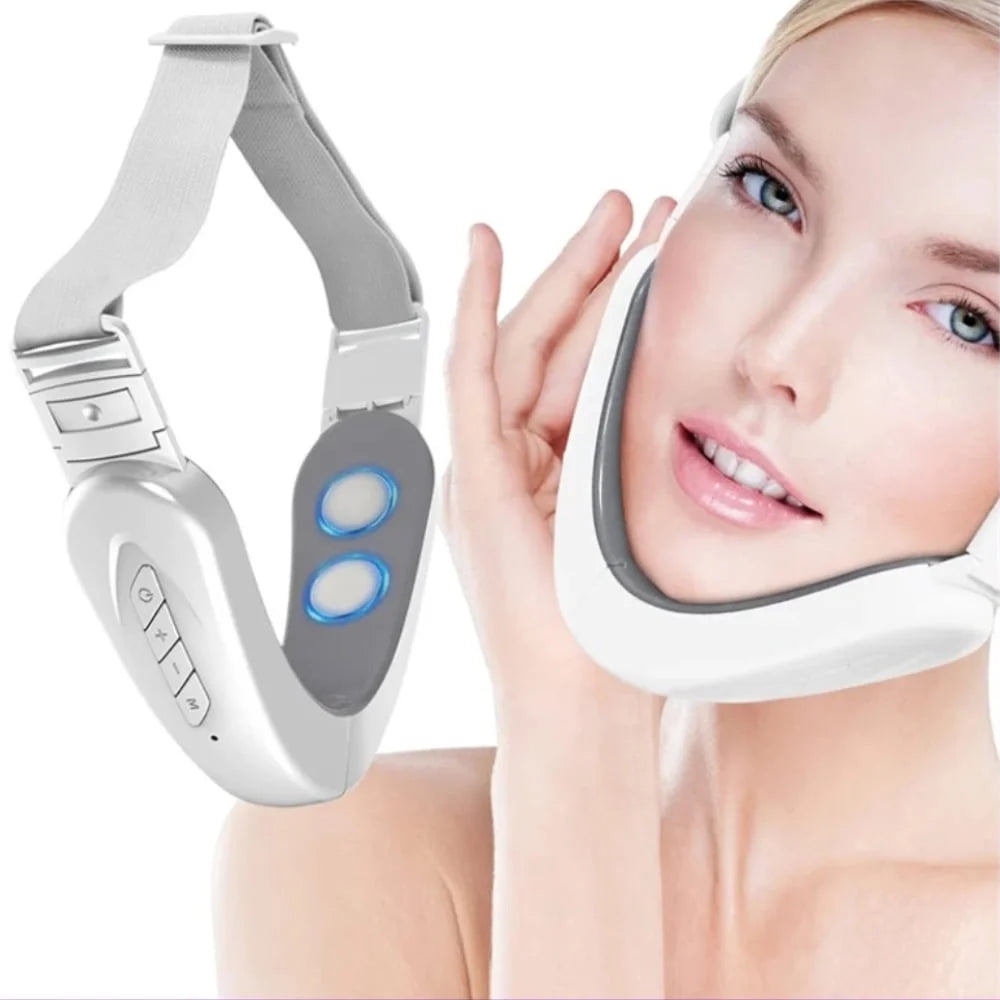 Double Chin Reducer Machine, Electric Face Lift Device W/ V-Face Shaping Massager for Face, White