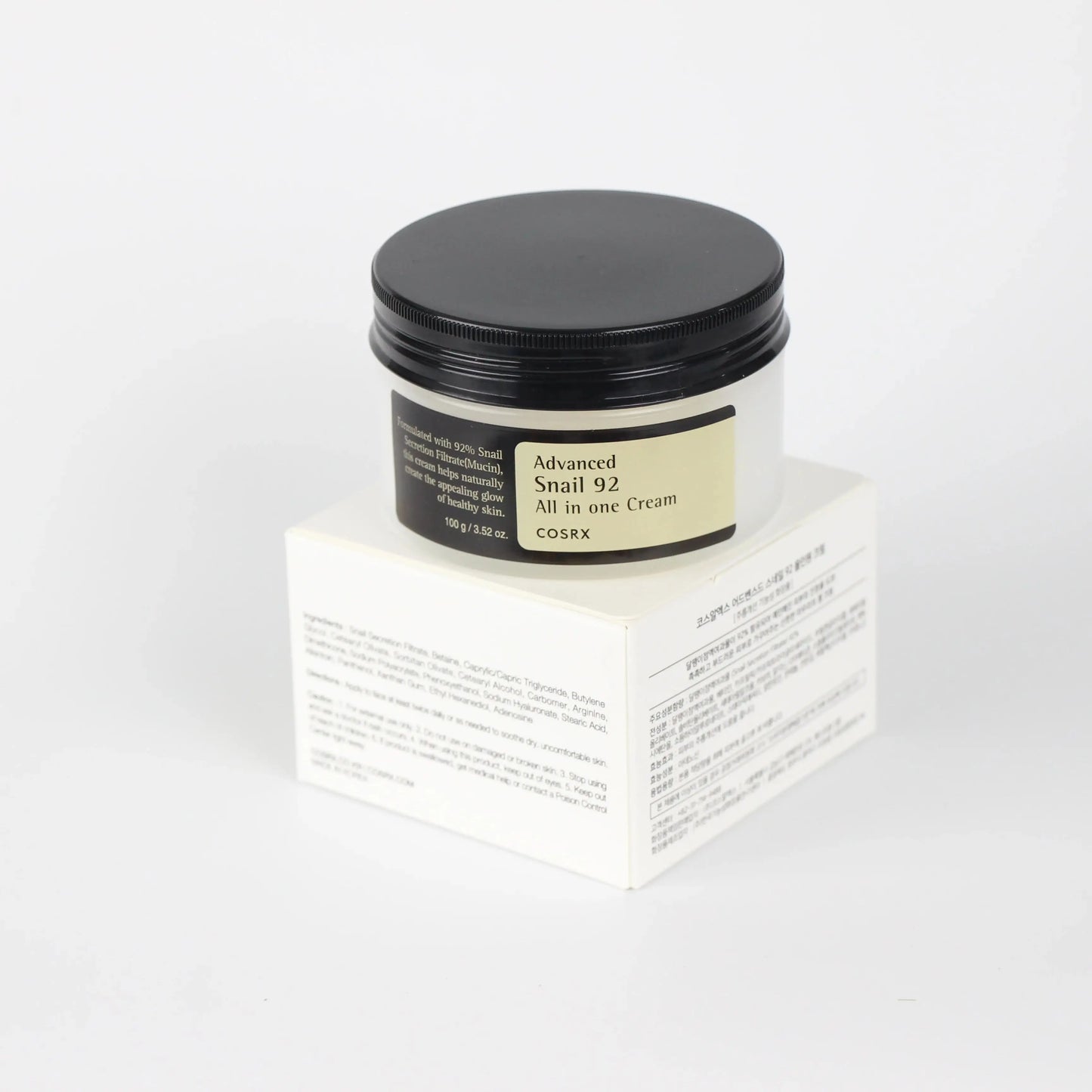 Skin care Cream COSRX Snail Mucin 92% Moisturizer 3.52oz/ 100g, Daily Face Gel Cream for Dry, Sensitive Skin