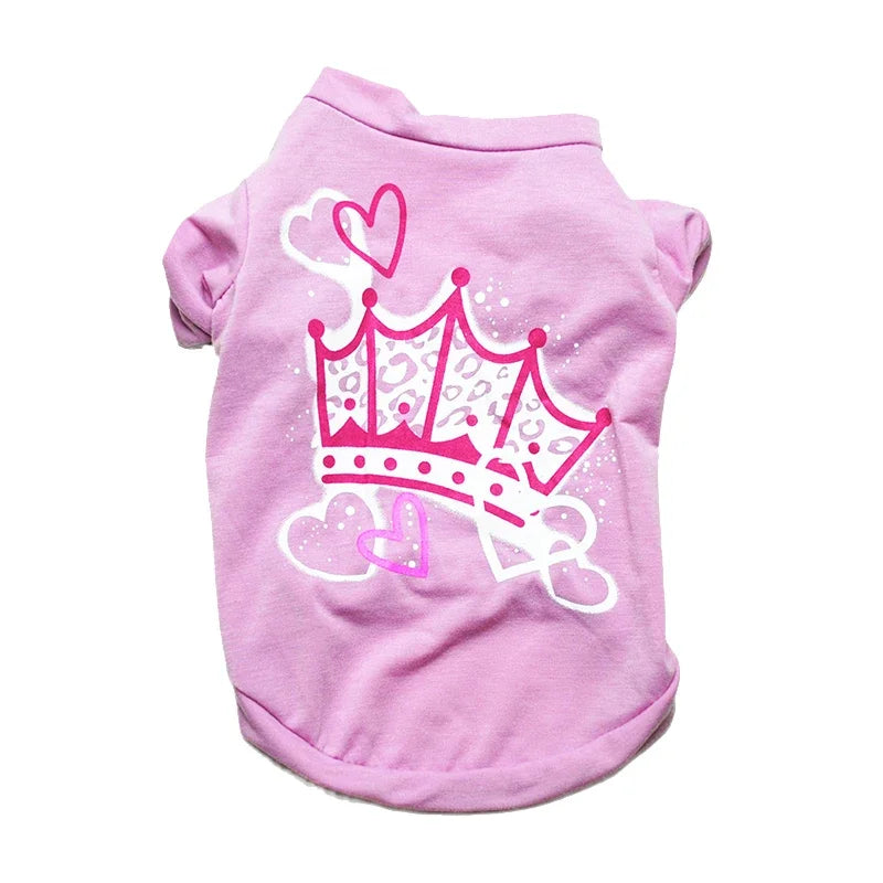 Fashion Print Puppy Dog T-shirt Vest Cozy Cotton Pet Summer Clothes for Small Dogs Cats Chihuahua Pullovers Pomeranian Clothing