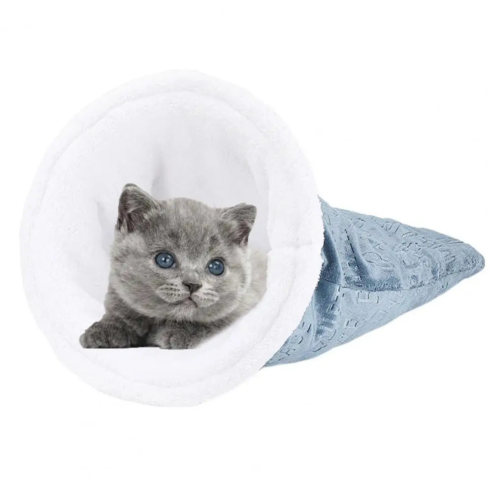 Cozy Pet Bed Tunnel Design Cozy Plush Cat Sleeping Bag Cave for Winter Self-warming Pet Tunnel Nest for Small Dogs Cats 360°