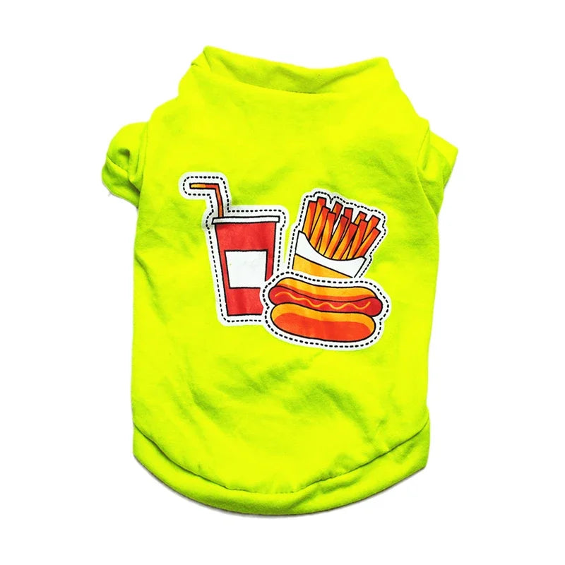 Fashion Print Puppy Dog T-shirt Vest Cozy Cotton Pet Summer Clothes for Small Dogs Cats Chihuahua Pullovers Pomeranian Clothing