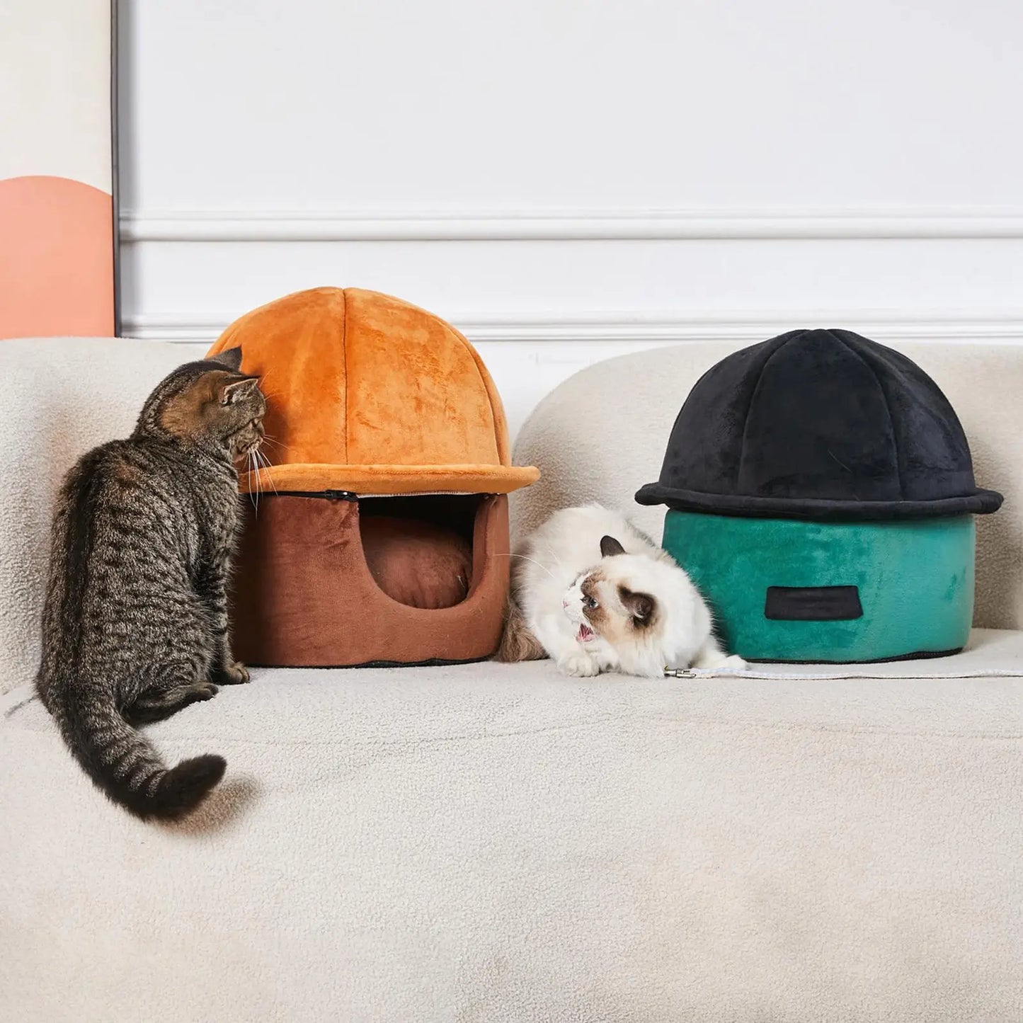 Cats Tunnel Bed with Zipper Washable Training Toy Detachable Easy to Carry Cozy Pet Cave Nest for Senior Cats Rabbits Play Puppy
