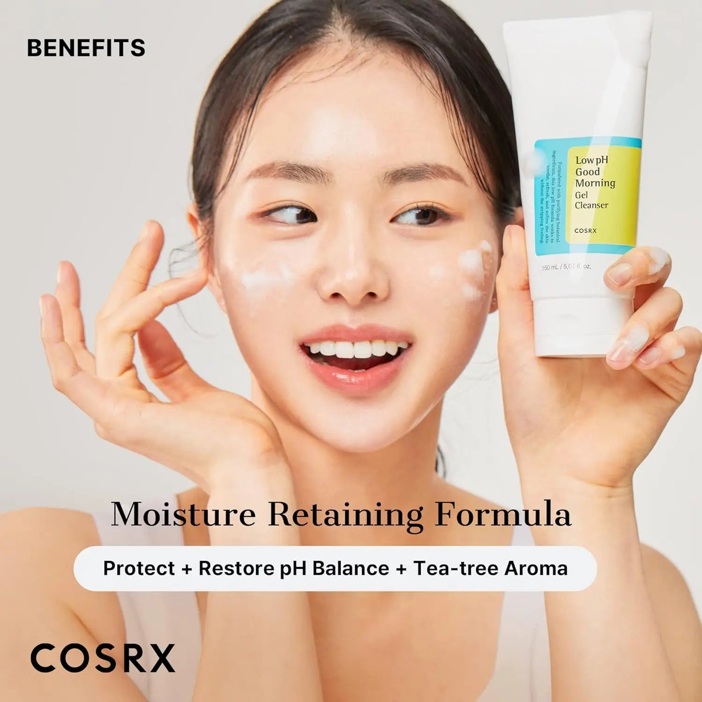 COSRX Low pH Good Morning Gel Face Cleanser, BHA Face Wash, Daily Mild Face Cleanser for Sensitive Skin Korean Face Wash