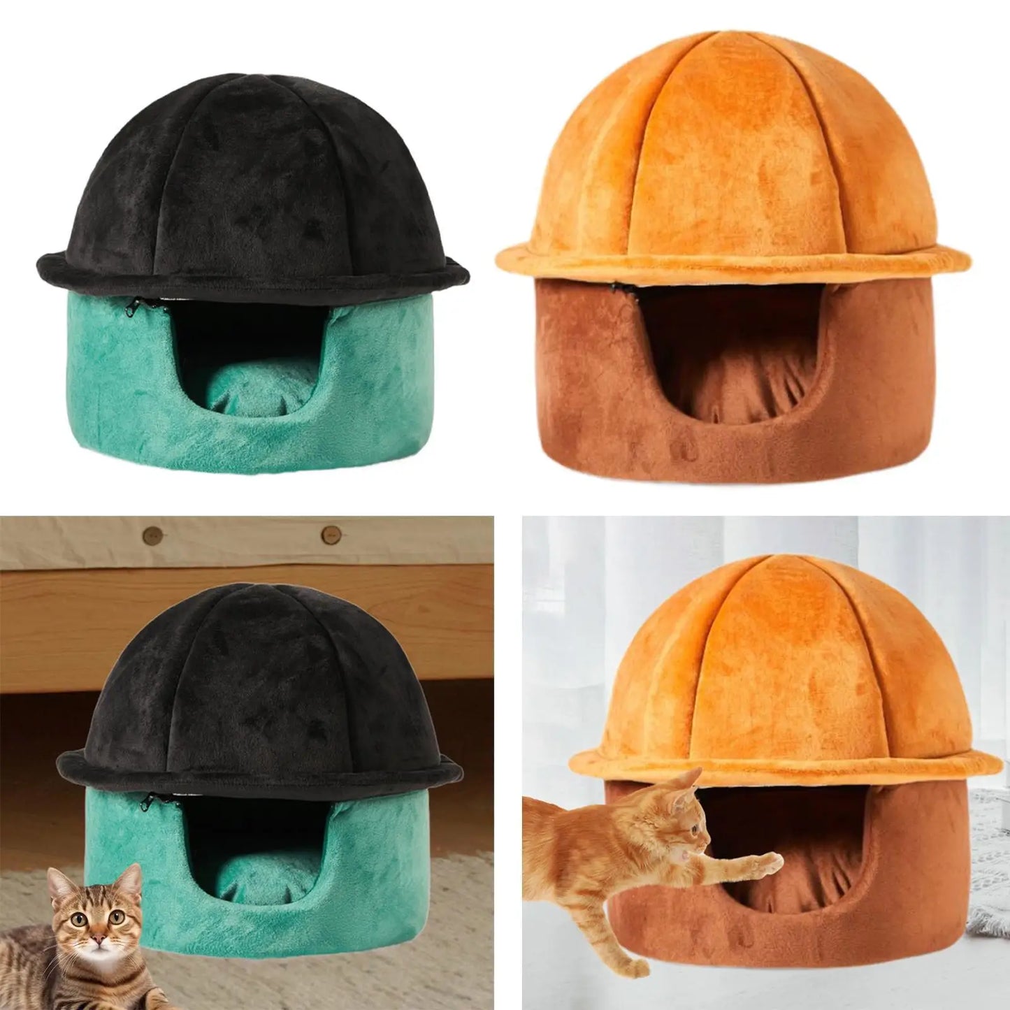 Cats Tunnel Bed with Zipper Washable Training Toy Detachable Easy to Carry Cozy Pet Cave Nest for Senior Cats Rabbits Play Puppy