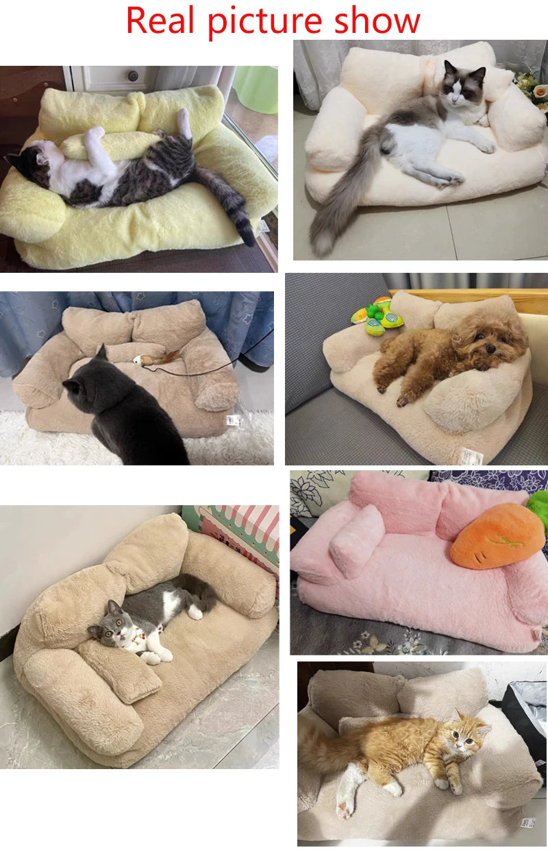 Luxury Cat Bed Super Soft Warm Pet Sofa for Small Dogs Cats Detachable Washable Non-slip Kitten Puppy Sleeping Bed Pet Supplies