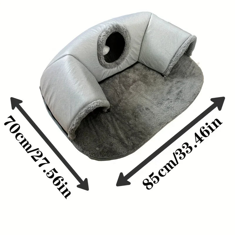 3-in-1 Cozy Cat Tunnel Bed Play Mat Warm Nest With Non-Slip Bottom for Small to Medium Cats dog Rabbits Home Pet Kennel Products