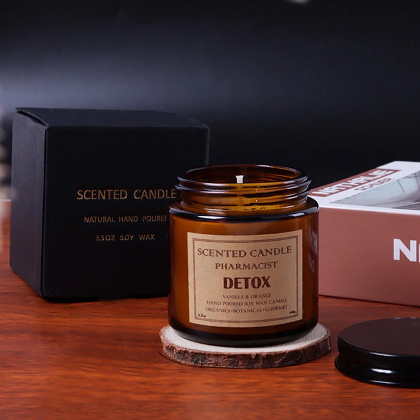 Soy Wax Jar Candle, Sandalwood, Black