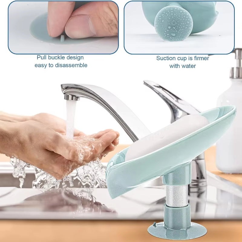 New Leaf-Shaped Drain Sponge Drain Soap Holder Suction Cup Soap Dish Soap Dish for Bathroom Bathroom Accessories for Bathroom