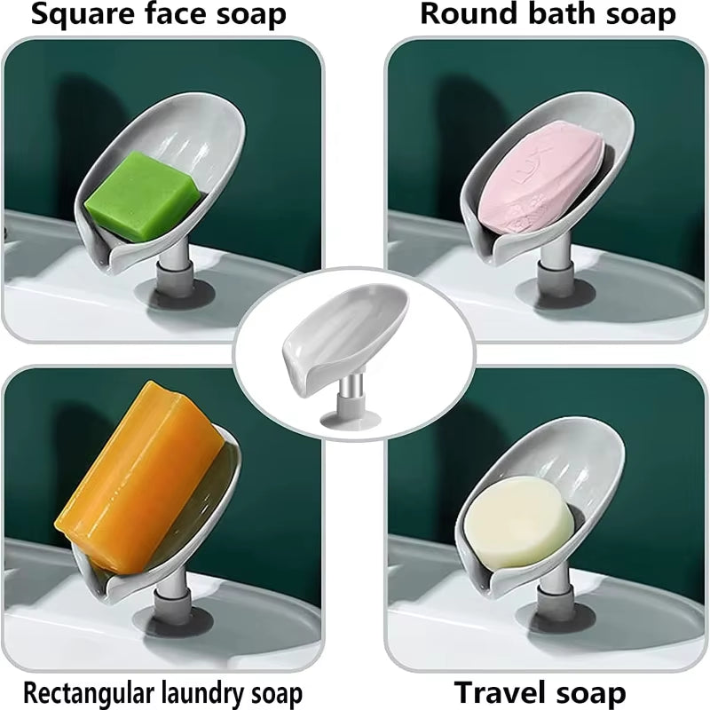 New Leaf-Shaped Drain Sponge Drain Soap Holder Suction Cup Soap Dish Soap Dish for Bathroom Bathroom Accessories for Bathroom