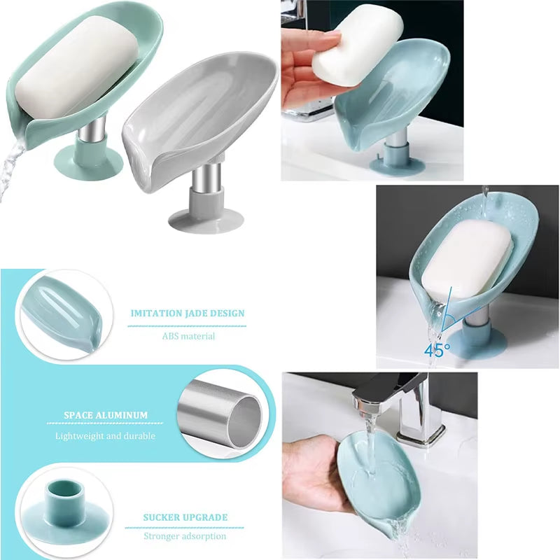 New Leaf-Shaped Drain Sponge Drain Soap Holder Suction Cup Soap Dish Soap Dish for Bathroom Bathroom Accessories for Bathroom