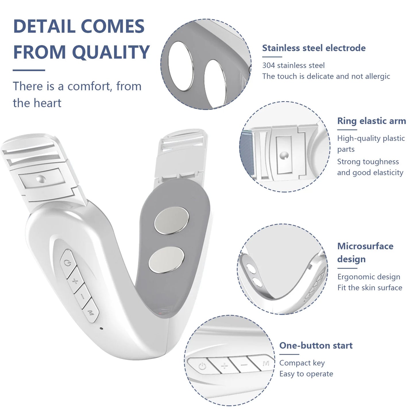 Double Chin Reducer Machine, Electric Face Lift Device W/ V-Face Shaping Massager for Face, White