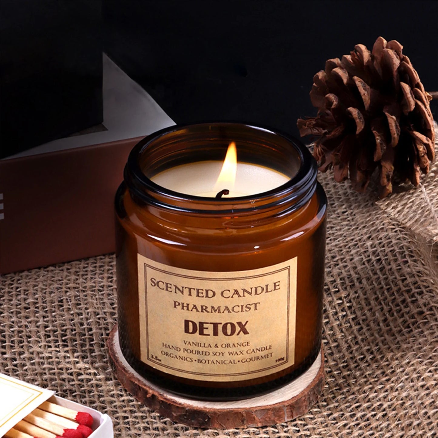 Soy Wax Jar Candle, Sandalwood, Black