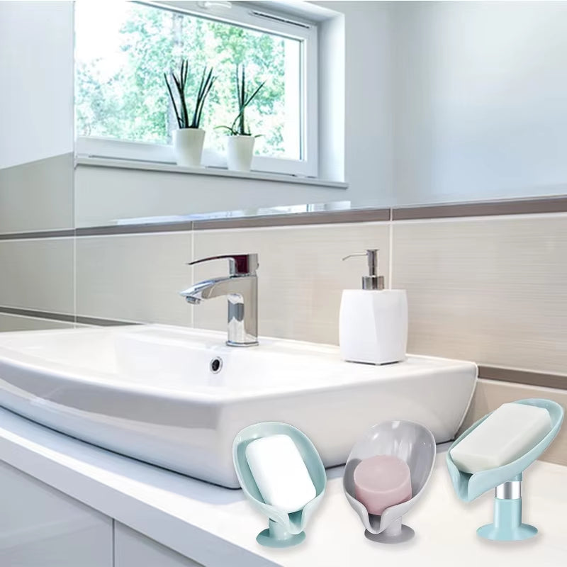 New Leaf-Shaped Drain Sponge Drain Soap Holder Suction Cup Soap Dish Soap Dish for Bathroom Bathroom Accessories for Bathroom