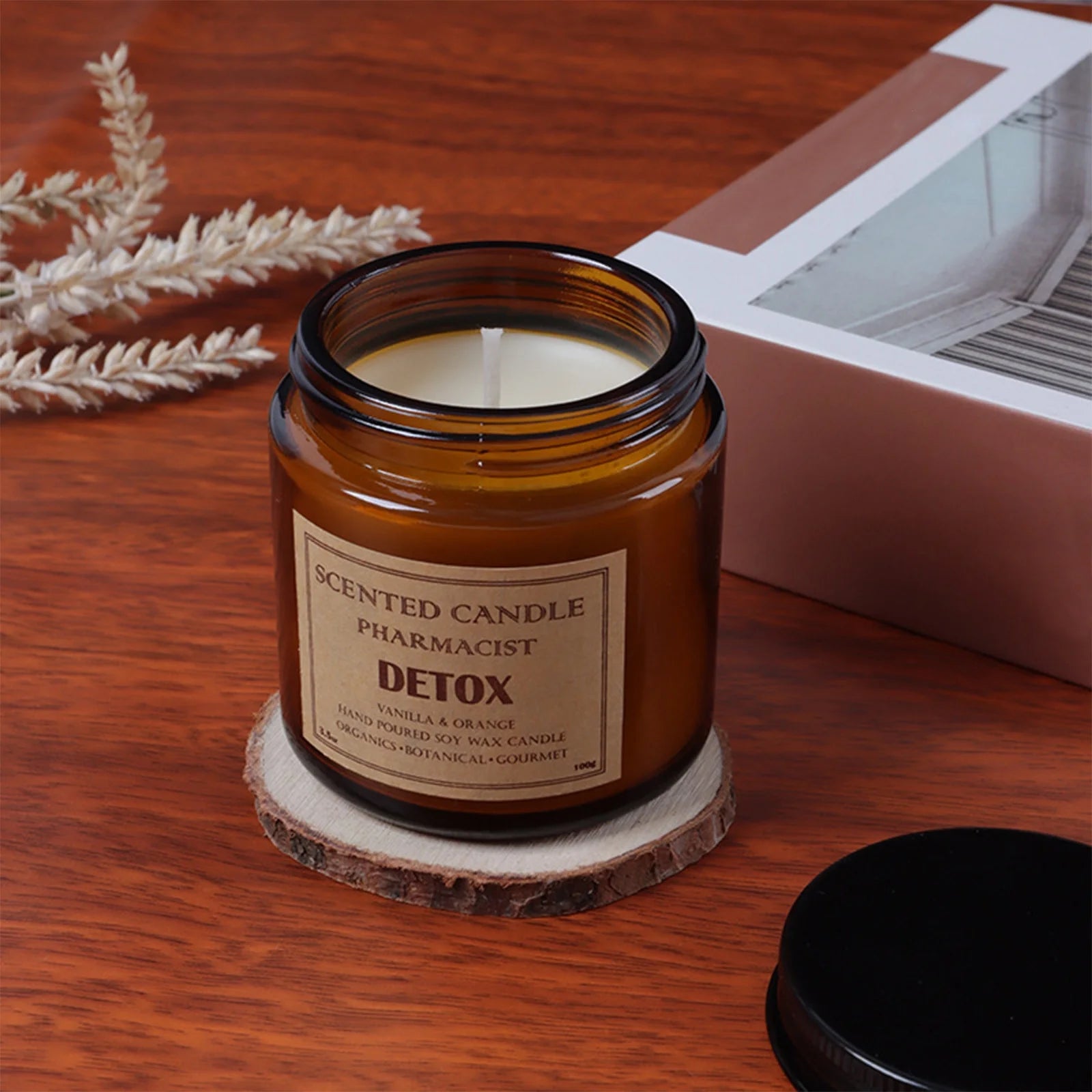Soy Wax Jar Candle, Sandalwood, Black